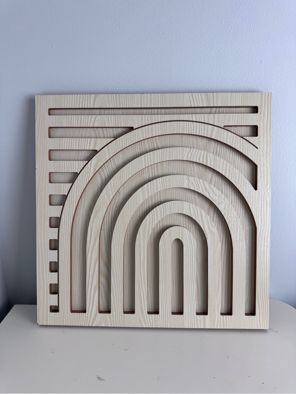 Neutral Wood Rainbow Wall Decor 14”x14”